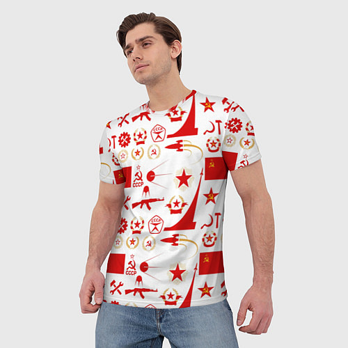 Мужская футболка СССР знак качества красный / 3D-принт – фото 3