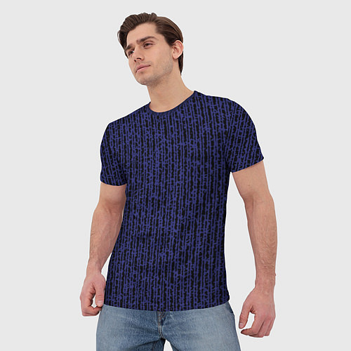 Мужская футболка Полосатый чёрно-фиолетовый / 3D-принт – фото 3