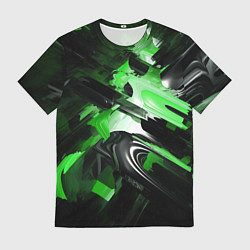 Футболка мужская Green dark abstract geometry style, цвет: 3D-принт