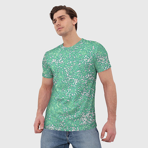 Мужская футболка Текстура изумрудный / 3D-принт – фото 3