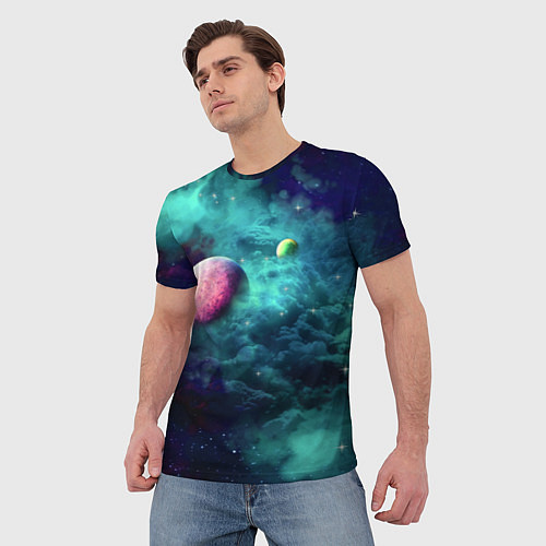 Мужская футболка Green outer space / 3D-принт – фото 3