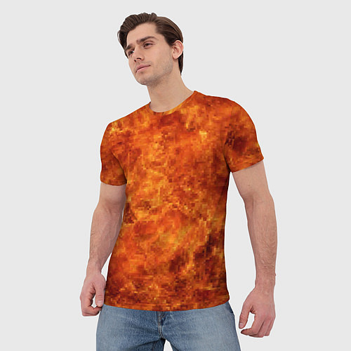 Мужская футболка Пламя 8бит текстура / 3D-принт – фото 3