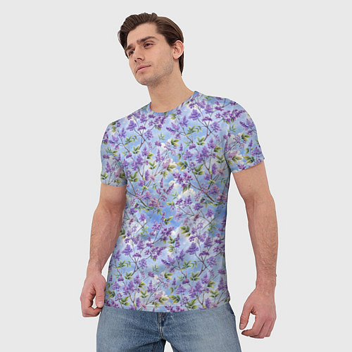 Мужская футболка Светлая фиолетовая сирень / 3D-принт – фото 3