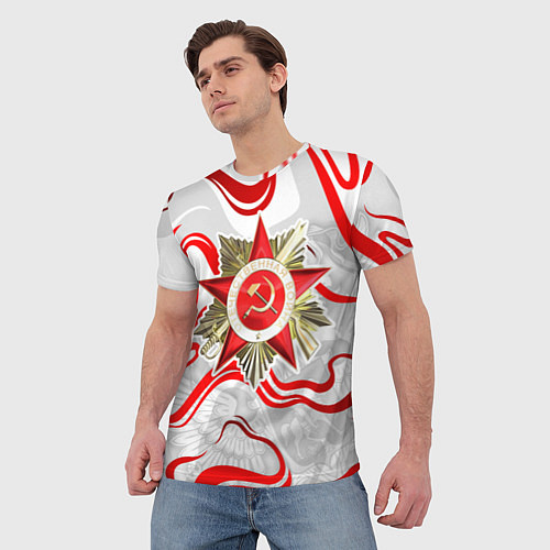 Мужская футболка Великая отечественная - красные нити / 3D-принт – фото 3
