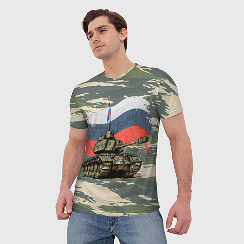 Мужская футболка Танк с Российским флагом / 3D-принт – фото 3
