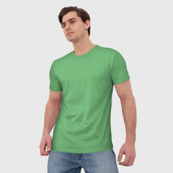 Футболка мужская Светлый зелёный в маленький белый горошек, цвет: 3D-принт — фото 2
