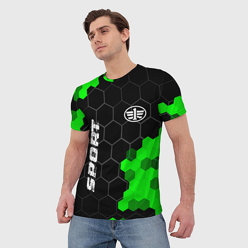 Мужская футболка FAW green sport hexagon / 3D-принт – фото 3