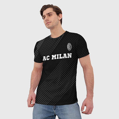 Мужская футболка AC Milan sport на темном фоне посередине / 3D-принт – фото 3
