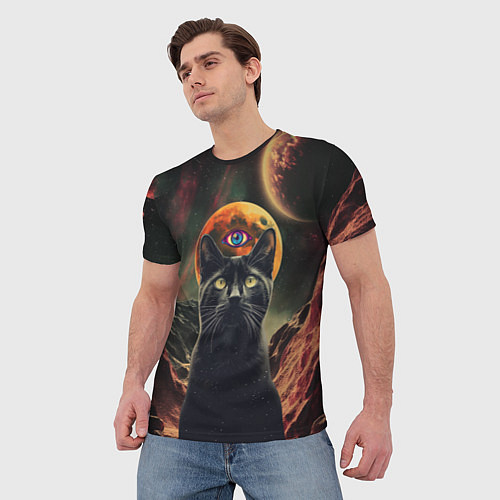 Мужская футболка Кот Масон - третий глаз / 3D-принт – фото 3