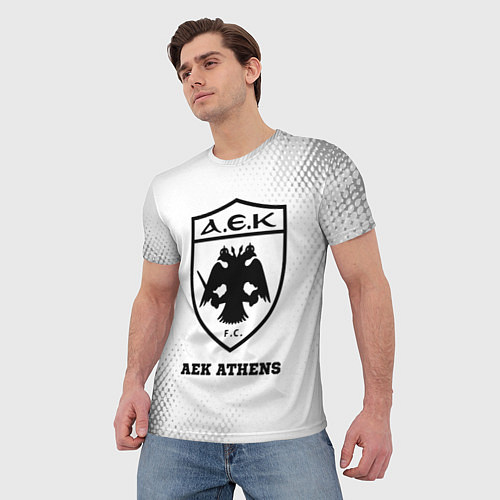 Мужская футболка AEK Athens sport на светлом фоне / 3D-принт – фото 3