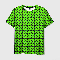 Футболка мужская Зелёные лепестки шестиугольники, цвет: 3D-принт