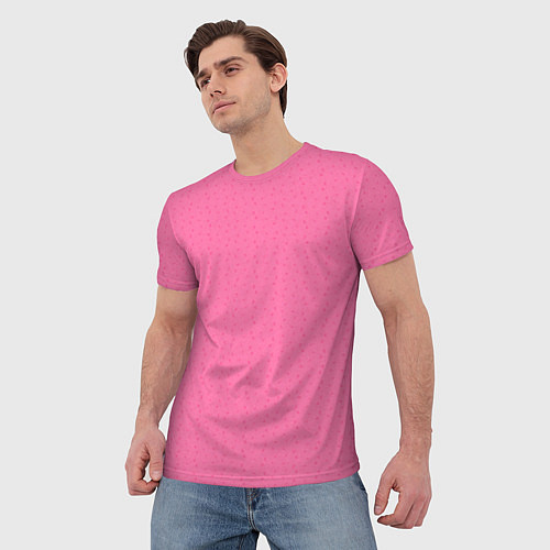 Мужская футболка Яркий розовый однотонный в крапинку / 3D-принт – фото 3