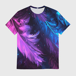 Футболка мужская Искрящиеся перья в розовых и голубых оттенках, цвет: 3D-принт