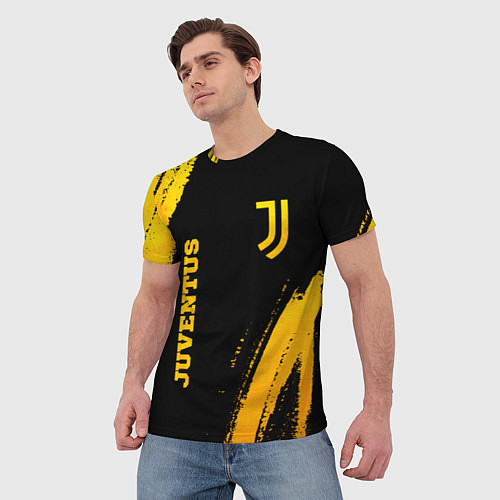 Мужская футболка Juventus - gold gradient вертикально / 3D-принт – фото 3