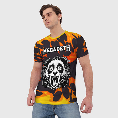 Мужская футболка Megadeth рок панда и огонь / 3D-принт – фото 3
