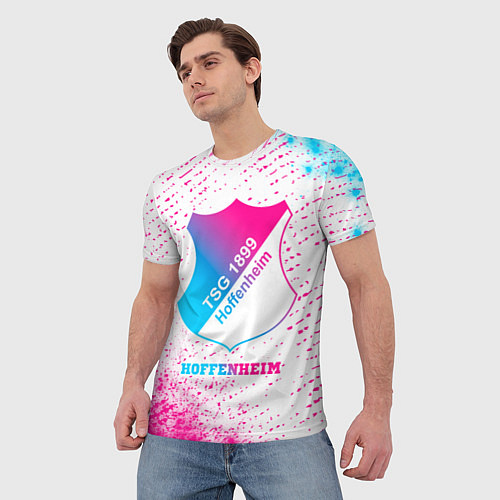 Мужская футболка Hoffenheim neon gradient style / 3D-принт – фото 3