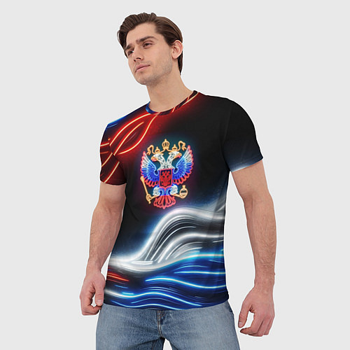 Мужская футболка Неоновые флаг и греб / 3D-принт – фото 3