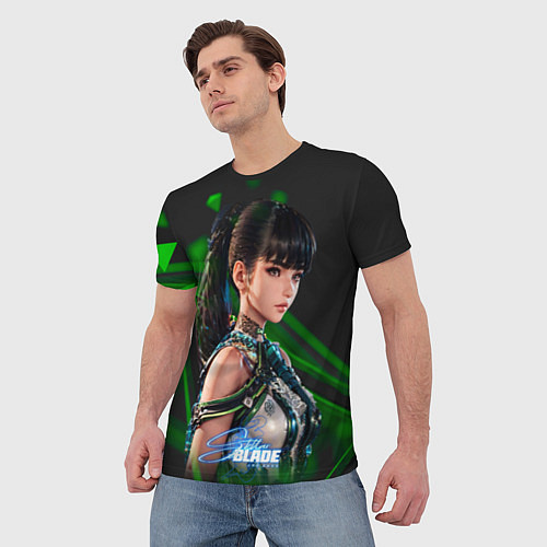 Мужская футболка Stellar Blade Eve black green / 3D-принт – фото 3