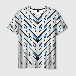 Футболка мужская Black and blue stripes on a white background, цвет: 3D-принт