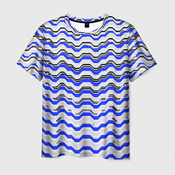 Футболка мужская Black and blue stripes on a white background, цвет: 3D-принт