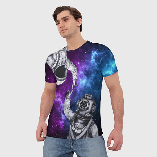 Мужская футболка Сотворение космонавт и водолаз / 3D-принт – фото 3