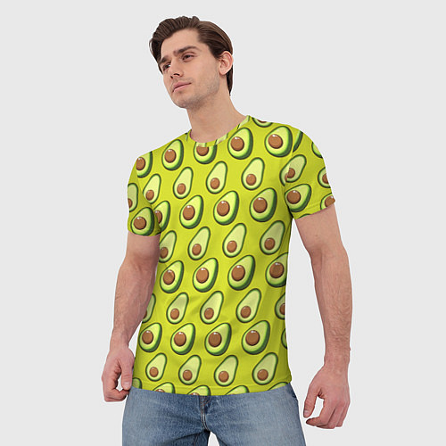Мужская футболка Паттерн с половинкой авокадо / 3D-принт – фото 3