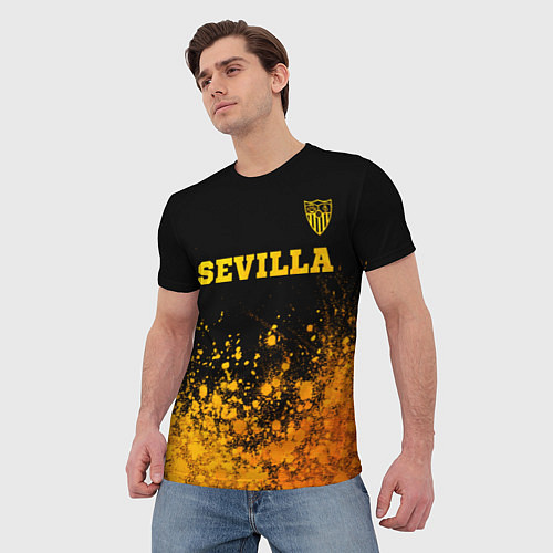 Мужская футболка Sevilla - gold gradient посередине / 3D-принт – фото 3