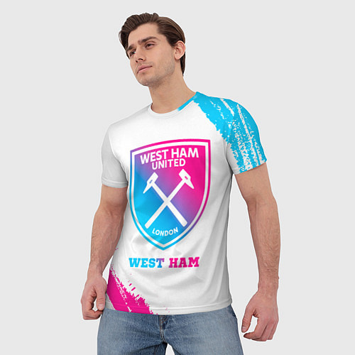 Мужская футболка West Ham neon gradient style / 3D-принт – фото 3