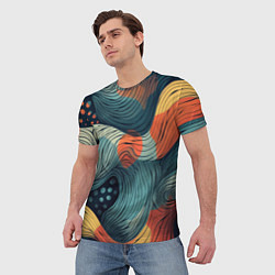 Футболка мужская Волны линиями, цвет: 3D-принт — фото 2