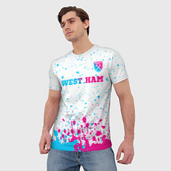 Футболка мужская West Ham neon gradient style посередине, цвет: 3D-принт — фото 2