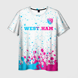 Футболка мужская West Ham neon gradient style посередине, цвет: 3D-принт