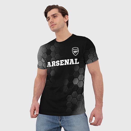 Мужская футболка Arsenal sport на темном фоне посередине / 3D-принт – фото 3