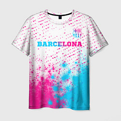 Футболка мужская Barcelona neon gradient style посередине, цвет: 3D-принт