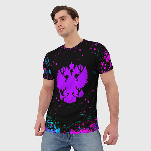 Мужская футболка Герб в стиле киберпанк краски / 3D-принт – фото 3