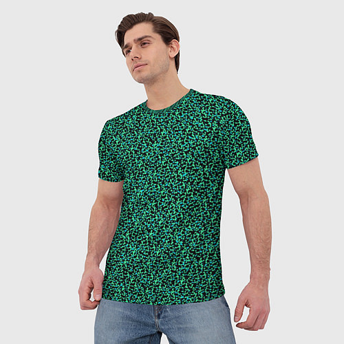 Мужская футболка Пёстрый чёрно-сине-зелёный / 3D-принт – фото 3