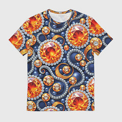Футболка мужская Ювелирные украшение с золотом и бриллиантом паттер, цвет: 3D-принт