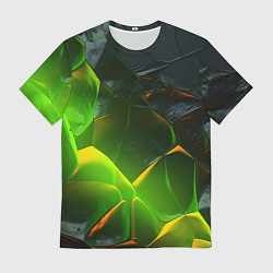 Футболка мужская Зеленая абстрактная неоновая текстура, цвет: 3D-принт