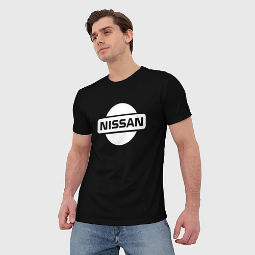 Мужская футболка Nissan logo white / 3D-принт – фото 3