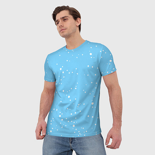 Мужская футболка Снежинки на нежно голубом / 3D-принт – фото 3