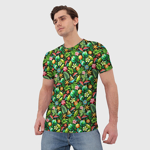 Мужская футболка Летнее настроение паттерн / 3D-принт – фото 3