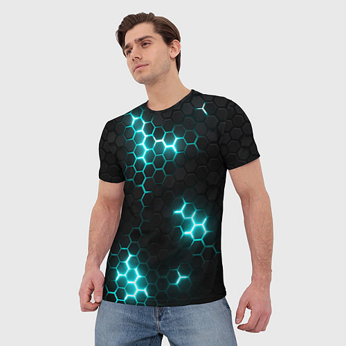 Мужская футболка Дед спейс - текстура нанокостюма / 3D-принт – фото 3
