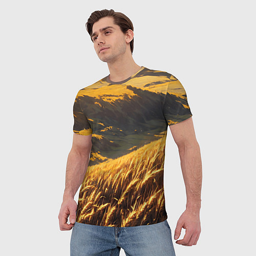 Мужская футболка Пшеничное поле - аниме / 3D-принт – фото 3