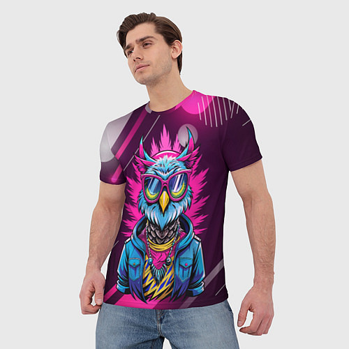 Мужская футболка Стильная сова в одежде / 3D-принт – фото 3