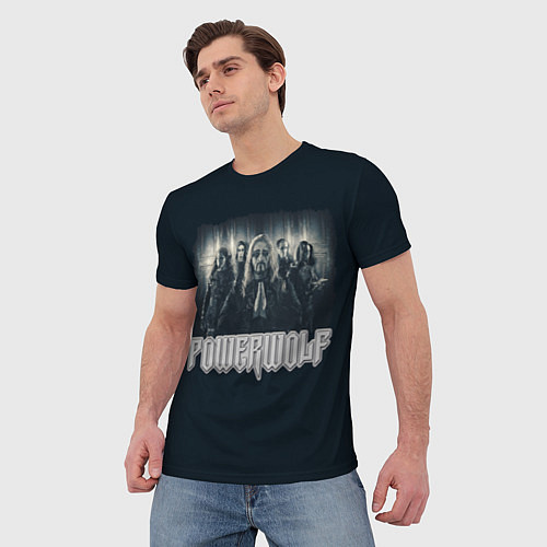 Мужская футболка Powerwolf band grey / 3D-принт – фото 3