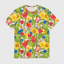 Футболка мужская Фрукты на цветочном фоне, цвет: 3D-принт