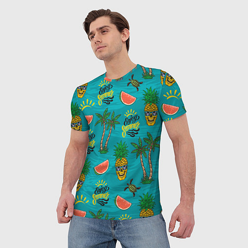 Мужская футболка Enjoy summer pattern - pineapple / 3D-принт – фото 3