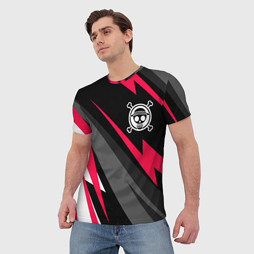 Мужская футболка One Piece electro lines / 3D-принт – фото 3