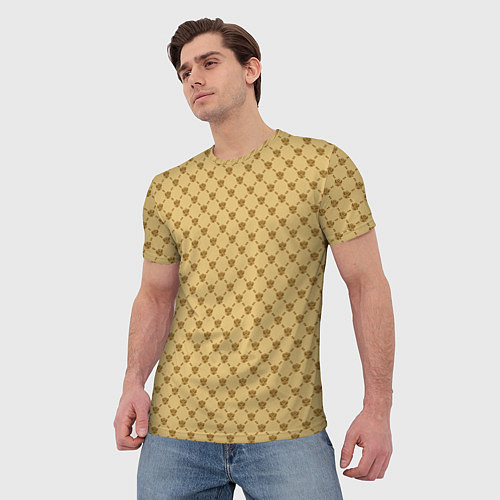 Мужская футболка Паттерн орлы бежевый luxury / 3D-принт – фото 3
