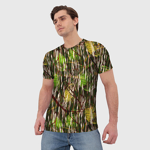 Мужская футболка Листья в камуфляже / 3D-принт – фото 3