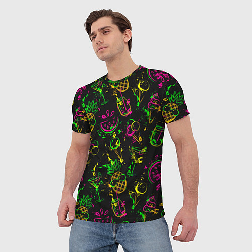 Мужская футболка Тропический ананасовый коктейль / 3D-принт – фото 3